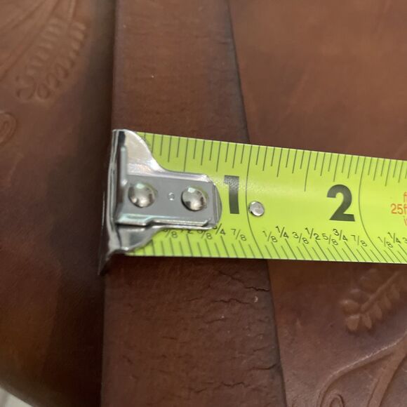 Vintage Leather Floral Tooled Shoulder Bag Saddle Bag 9x9.5 in - Picture 9 of 12